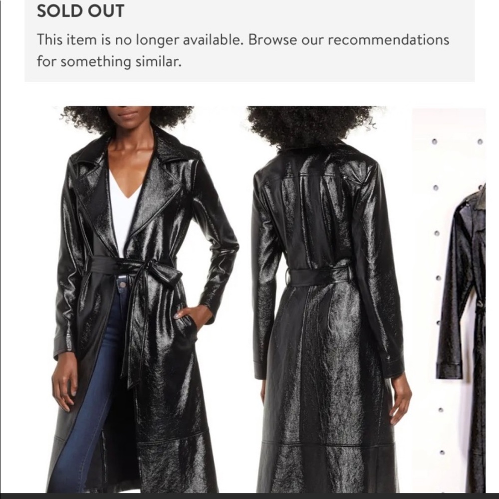 NWT ! Leith - black patent leather belted trench coat